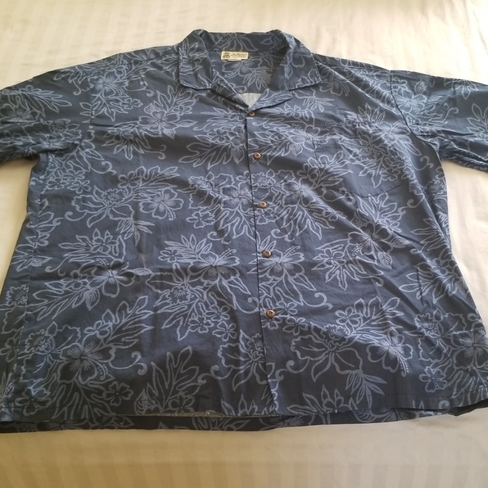 Men's Hawaiian Shirt Blue Floral with Boeing logo